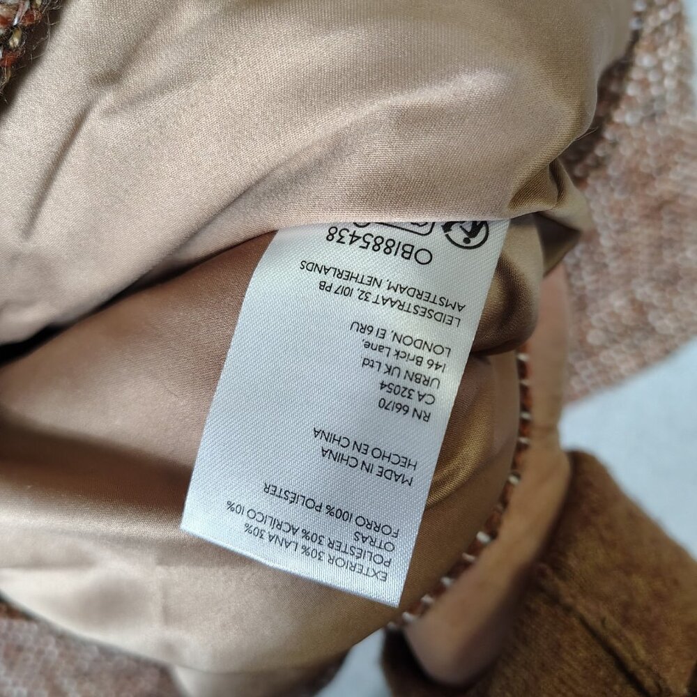 Anthropologie Pilcro Pea Coat Women L Brown Wool Blend Tweed Double Breasted NWT - Picture 14 of 15
